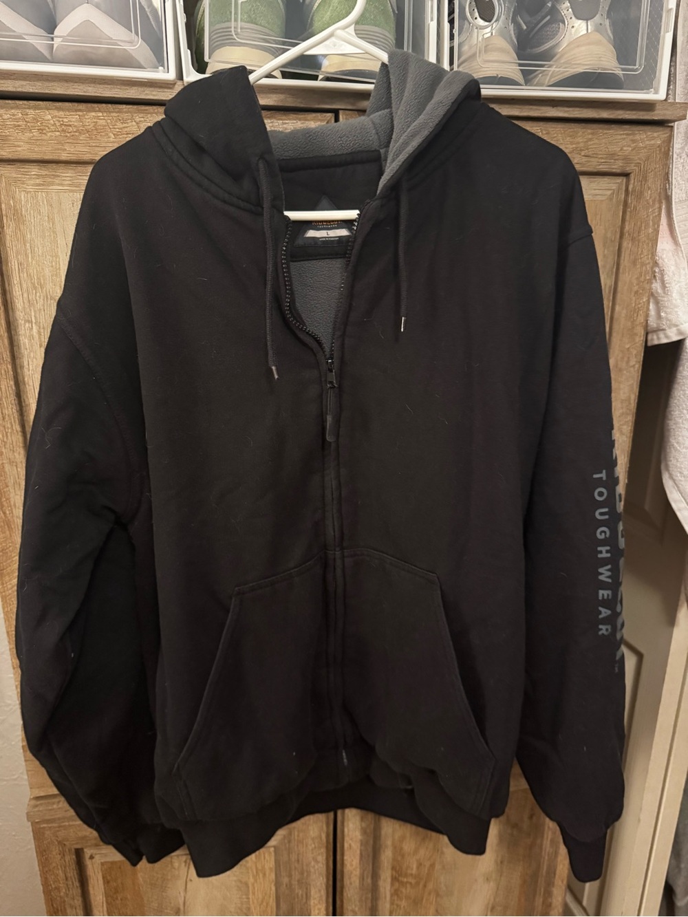 Toughwear Men's work fully fleece lined Black Full-Zip Hooded Jacket